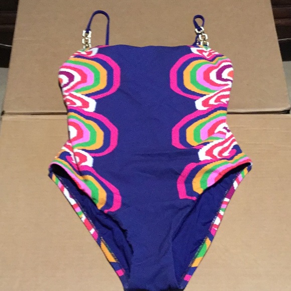 TRINA TURK 10  RAINBOW SWIRL ONE PIECE - Picture 4 of 14